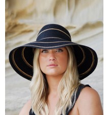 Wallaroo Hat Company Savannah Black Camel Stripes
